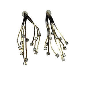 vintage dangling gold earrings with rhinestones